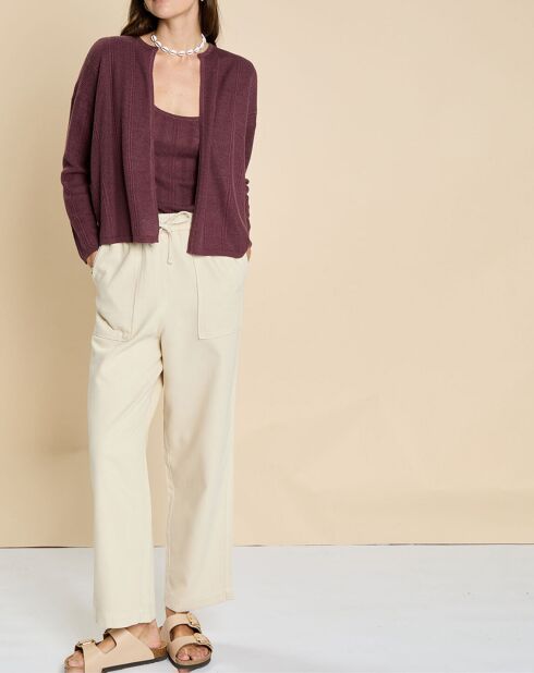 Gilet en Lin & Coton Filipa raisin