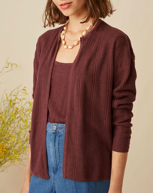 Gilet en Lin & Coton Filipa raisin