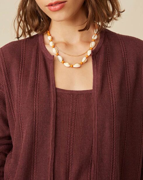 Gilet en Lin & Coton Filipa raisin