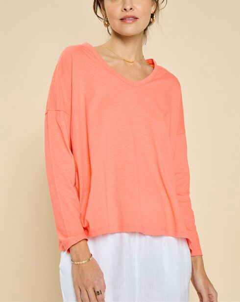 T-Shirt en Coton & Lin Iann fraise