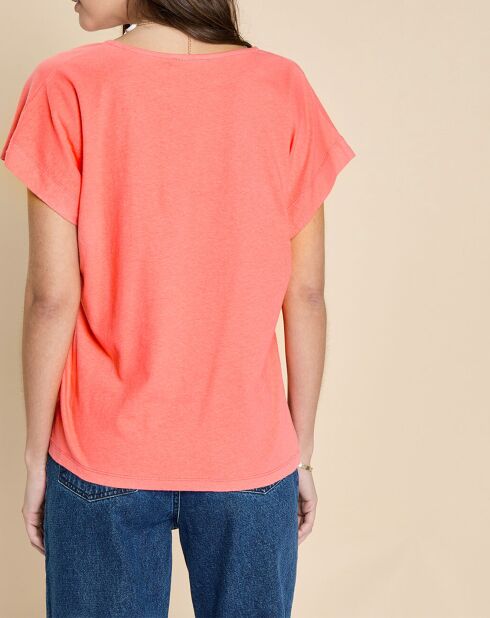 T-Shirt en Coton & Lin Ianto fraise