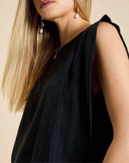 Schwarzes Top Eli aus 100% Leinen