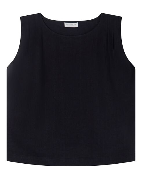 Schwarzes Top Eli aus 100% Leinen