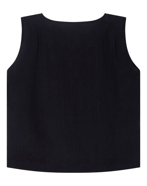 Schwarzes Top Eli aus 100% Leinen