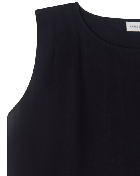 Schwarzes Top Eli aus 100% Leinen