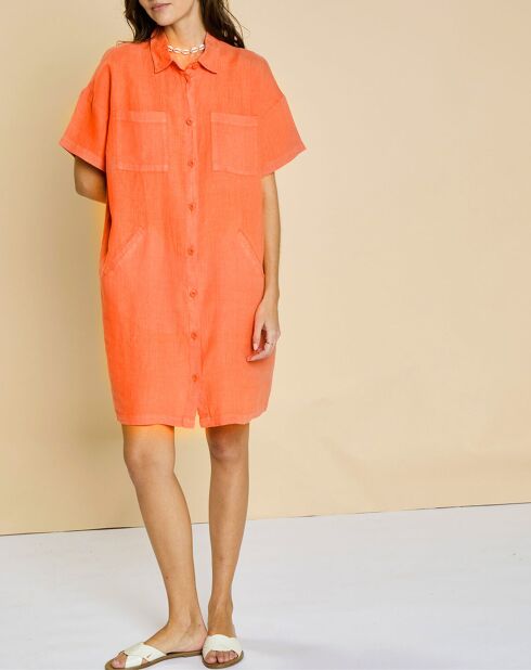 Vestido Eline coral 100% lino