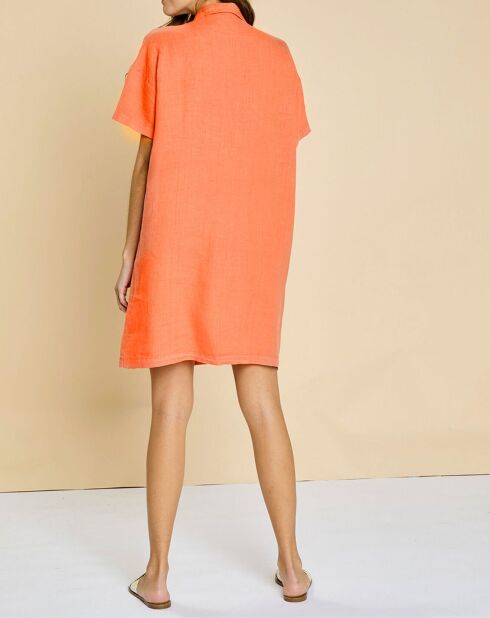Vestido Eline coral 100% lino