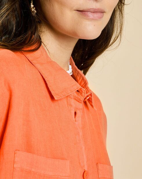 Vestido Eline coral 100% lino