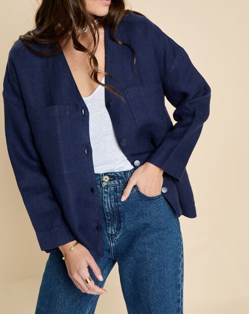 Veste 100% Lin Elodie marine