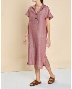 Robe 100% Lin Emma rayée marine/géranium