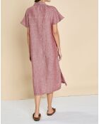 Robe 100% Lin Emma rayée marine/géranium