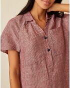 Robe 100% Lin Emma rayée marine/géranium