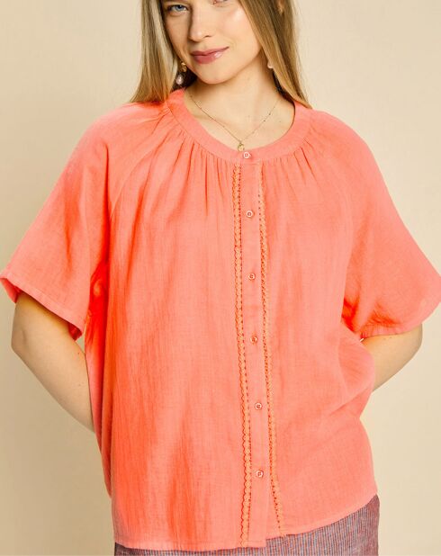 Blouse en Gaze de Coton Emelia fraise