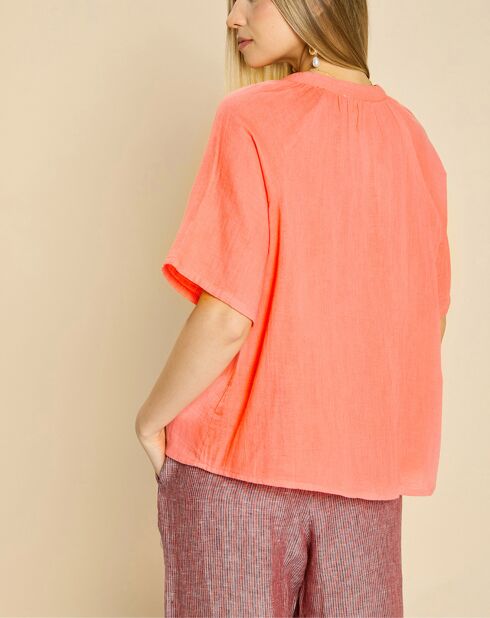 Blouse en Gaze de Coton Emelia fraise