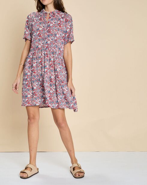 Robe Even imprimée marguerite vermillon
