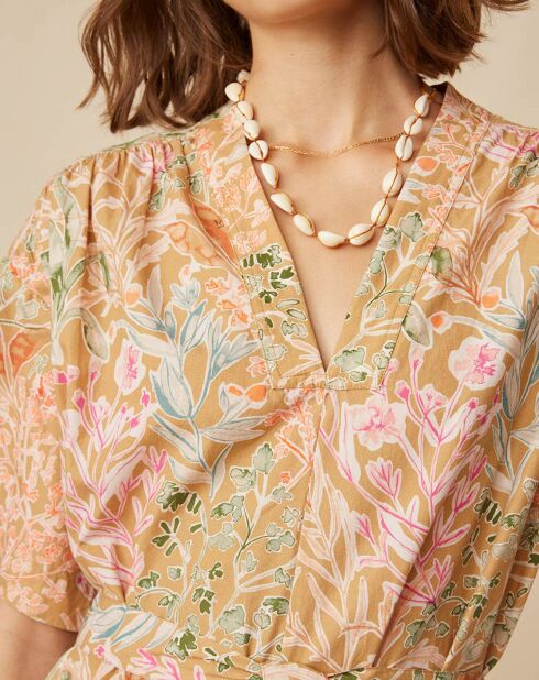 Robe en Popeline Erminio imprimée garrigue multicolore