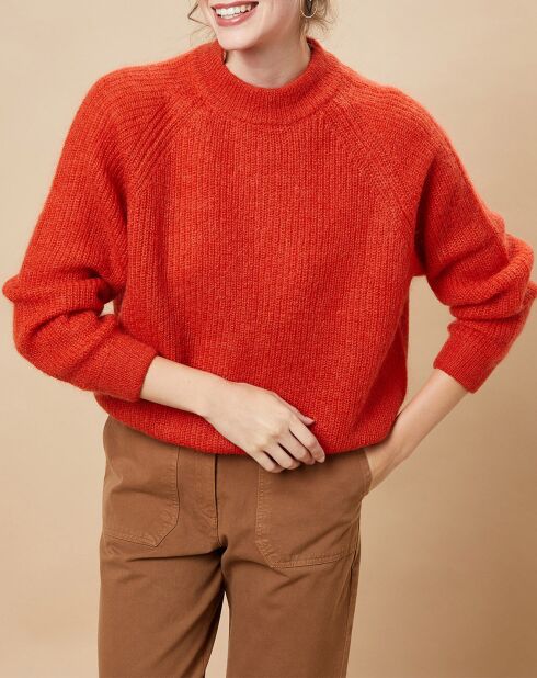 Pull en Laine & Kid Mohair mélangés Olive agrume