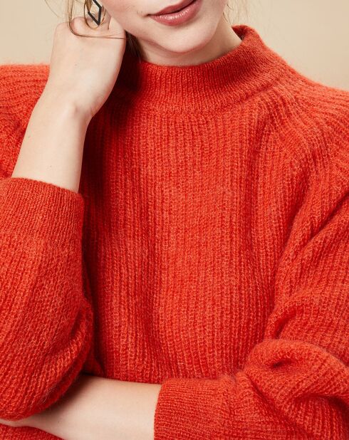 Pull en Laine & Kid Mohair mélangés Olive agrume