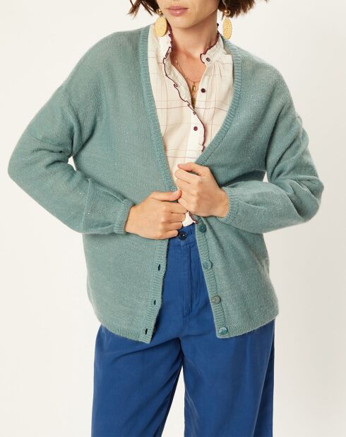 Gilet en Mohair à Laine mélangés Filipa paon