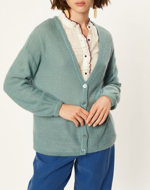 Gilet en Mohair à Laine mélangés Filipa paon