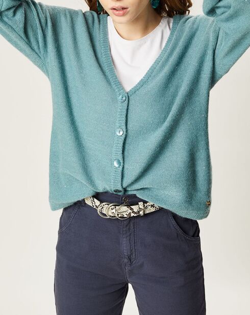 Gilet en Mohair à Laine mélangés Filipa paon