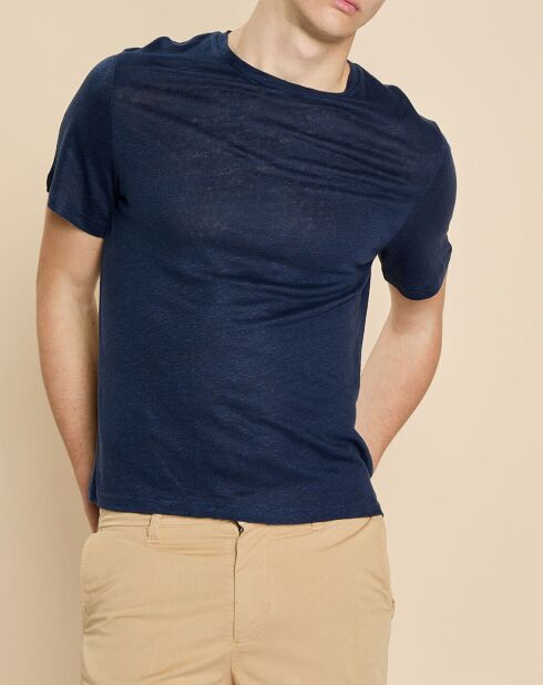 Humbert T-Shirt aus 100% Leinen, Marineblau