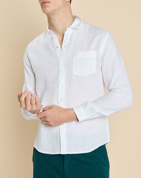 Chemise slim 100% Lin Danny blanche