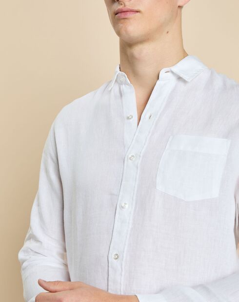 Weißes, schmal geschnittenes Hemd Danny aus 100% Leinen