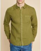 Chemise slim 100% Lin Danny olive