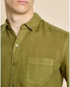 Chemise slim 100% Lin Danny olive