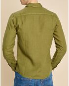 Chemise slim 100% Lin Danny olive
