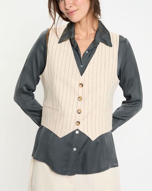 Gilet en Lin mélangé Lima crème
