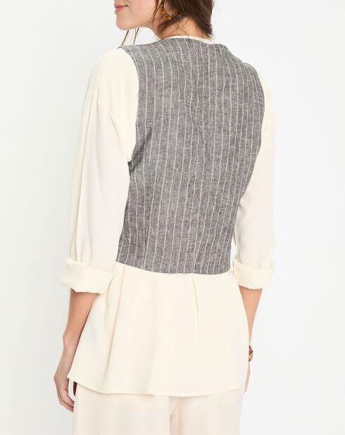 Gilet en Lin mélangé Lima noir chiné