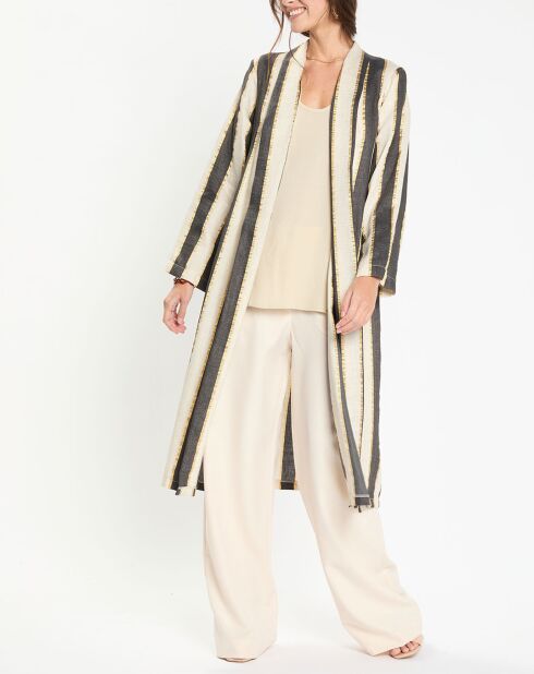 Jas van beige/zwart/gouden linnenmix Ness