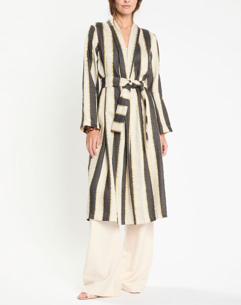 Jas van beige/zwart/gouden linnenmix Ness