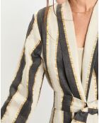Veste en Lin mélangé Ness beige/noir/doré