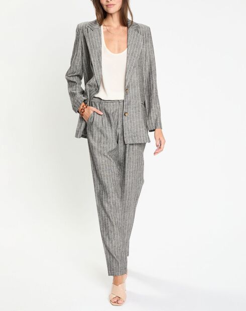 Pantalon en Lin mélangé Lima noir chiné