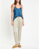 Pantalon Coleen imprimé myosotis beige/bleu