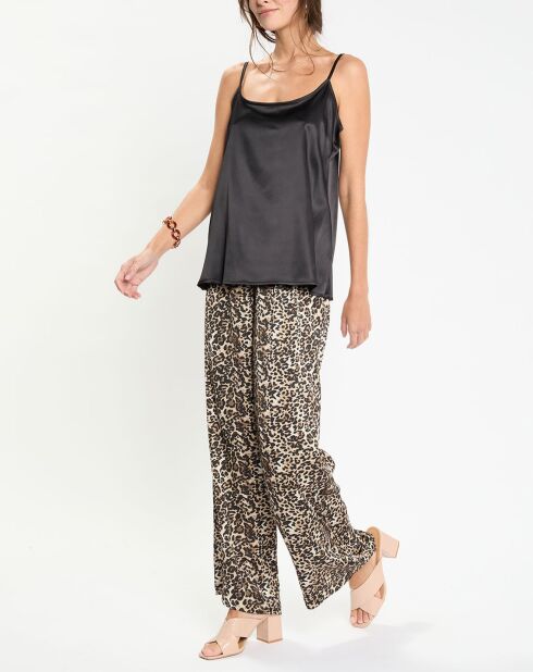 Pantalon West imprimé léopard beige/noir