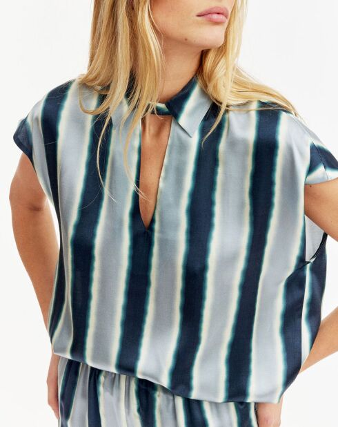 Top en Soie mélangée Milo bleu