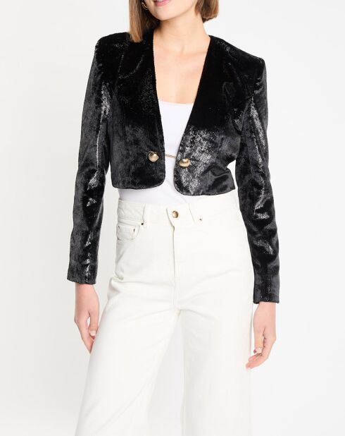 Gilet en Velours mouillé Bowie noir