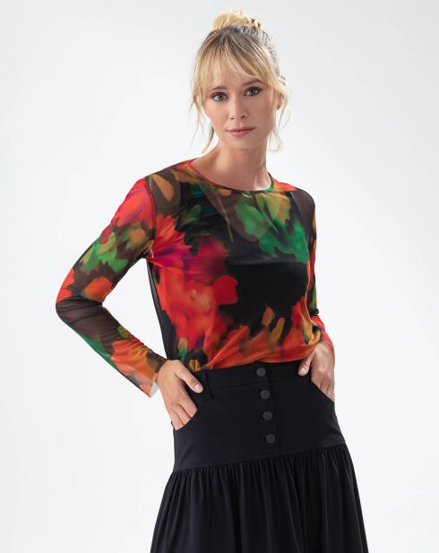 T-Shirt Sandra black flowers