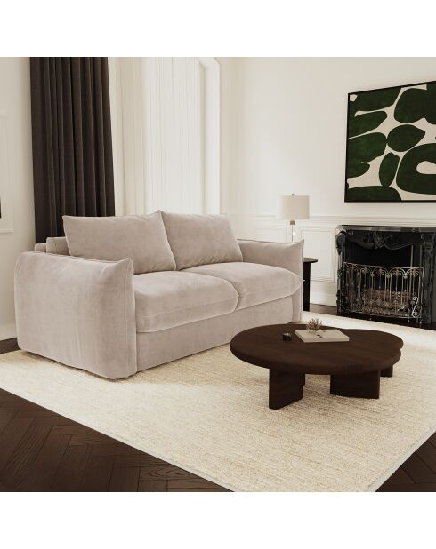 Canapé convertible 160cm épaisseur 17cm Coco Velours beige - 228x105x90 cm