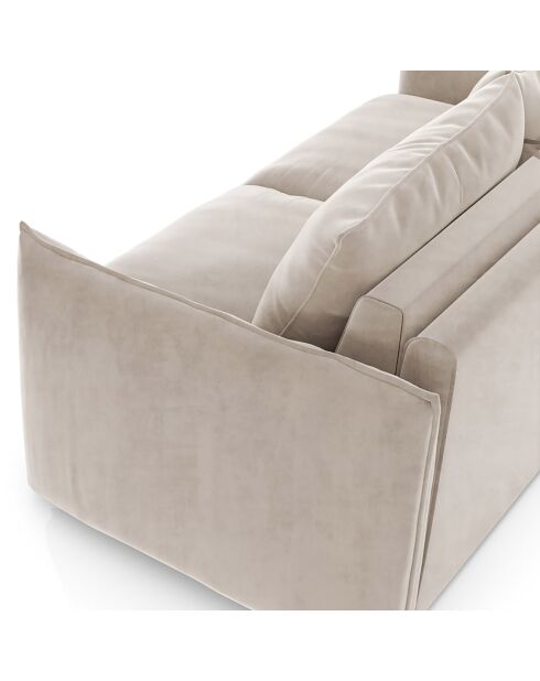 Canapé convertible 160cm épaisseur 17cm Coco Velours beige - 228x105x90 cm