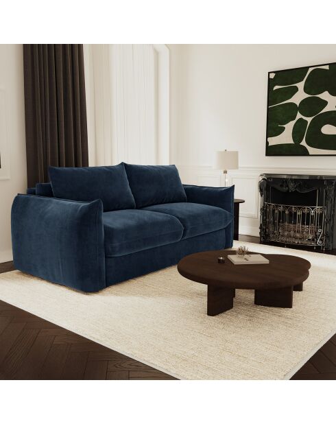 Bettsofa, 140 cm dick, 17 cm, Coco Velours, mitternachtsblauer Samt — 208 x 105 x 90 cm