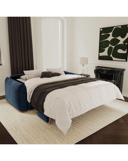 Bettsofa, 140 cm dick, 17 cm, Coco Velours, mitternachtsblauer Samt — 208 x 105 x 90 cm