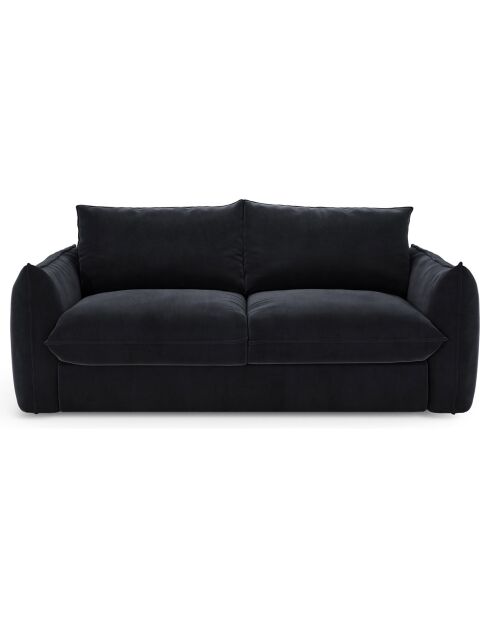 Canapé convertible 160cm épaisseur 17cm Coco Velours noir - 228x105x90 cm