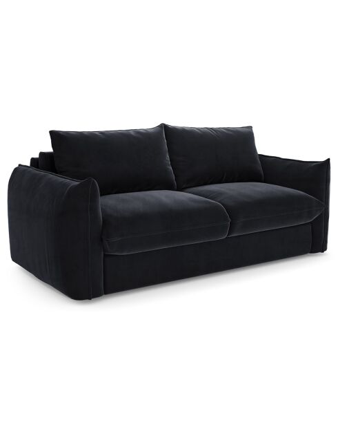 Canapé convertible 160cm épaisseur 17cm Coco Velours noir - 228x105x90 cm