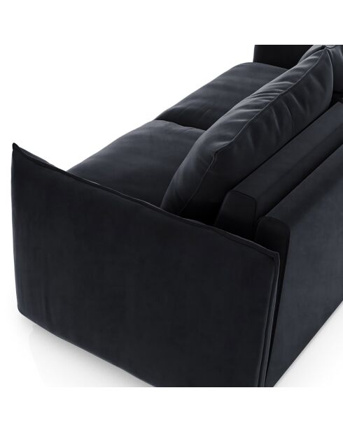 Canapé convertible 160cm épaisseur 17cm Coco Velours noir - 228x105x90 cm