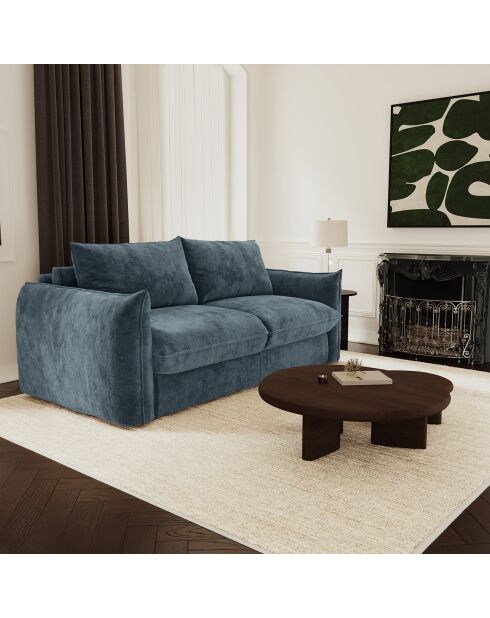 Schlafsofa, 160 cm dick, 17 cm, geprägter, mineralblauer Kokosnusssamt von Coco Velours — 228 x 105 x 90 cm